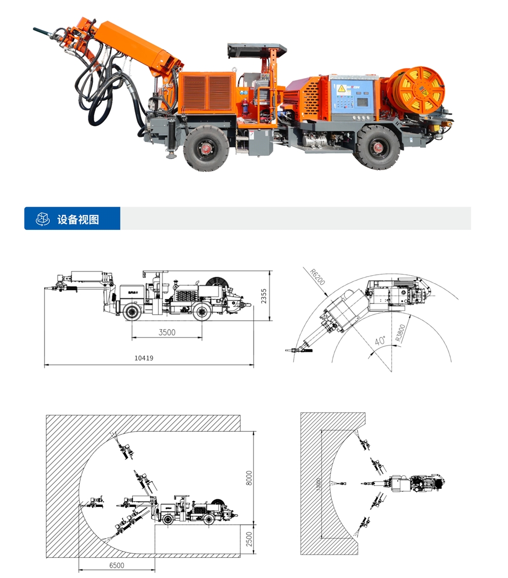 HP4矿用混凝土喷射车设备视图