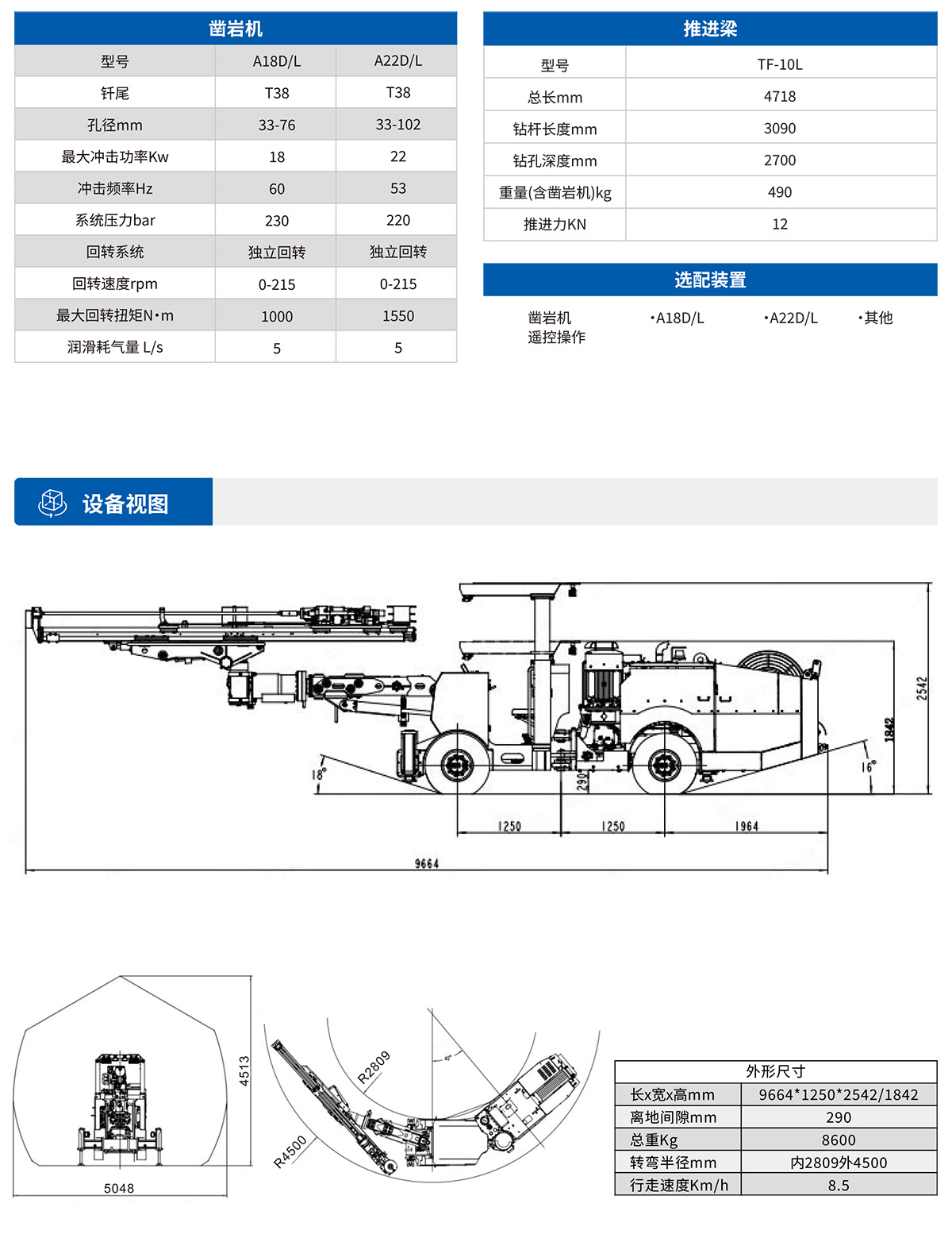 小型液压掘进钻车设备视图